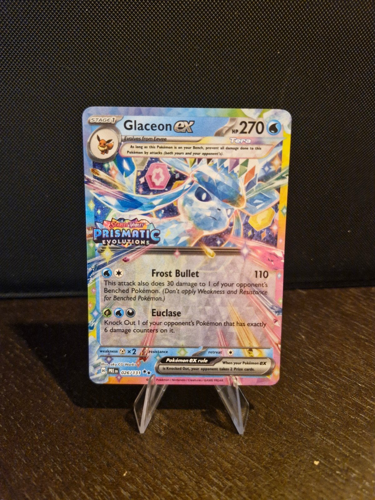 Pokémon Glaceon ex Tera Prismatic Evolutions Kaart, Ophalen of Verzenden, Zo goed als nieuw, Losse kaart, Foil