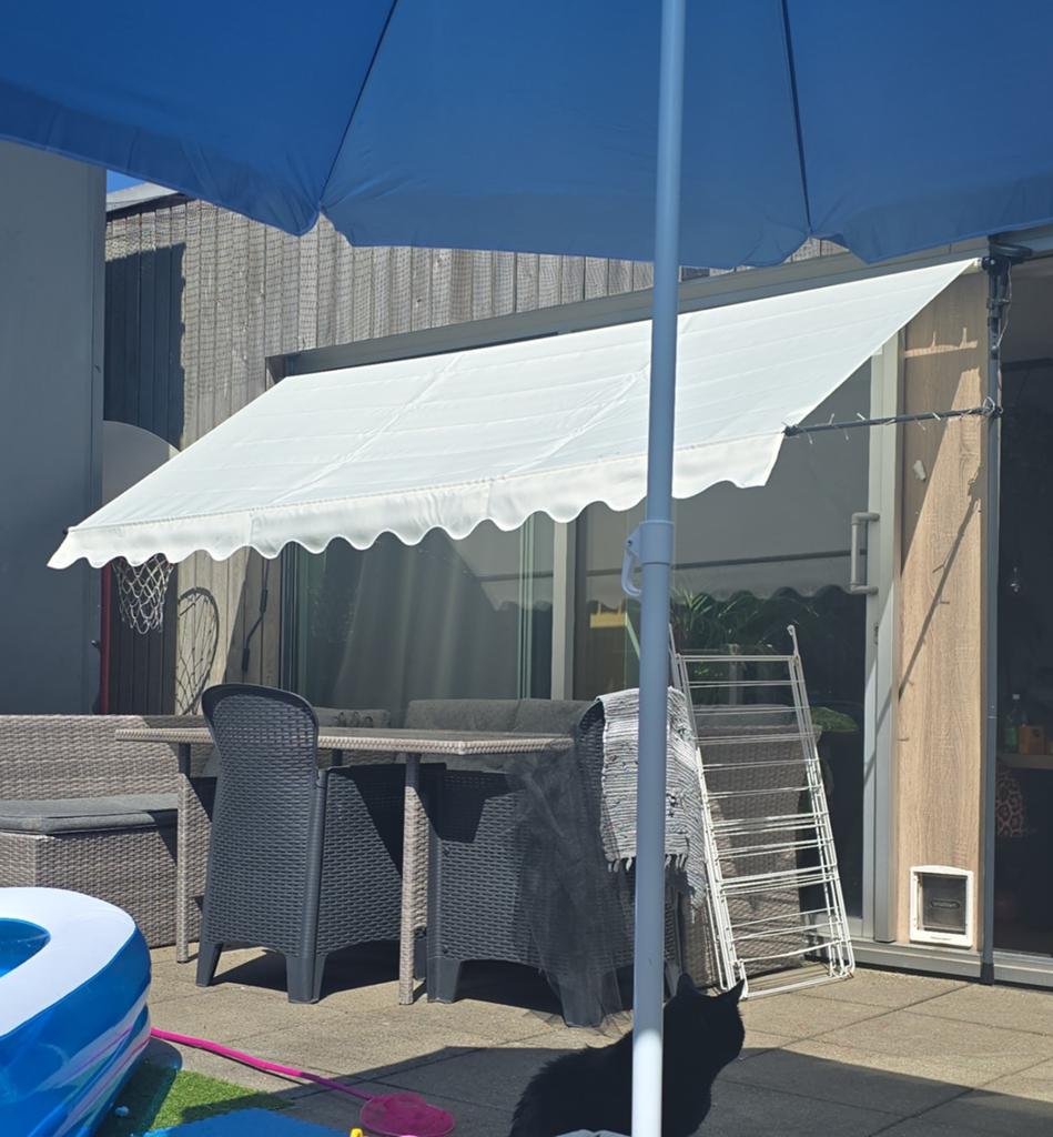 Nieuw luifel crèmewit 3m met solar lampjes, verstelbaar, Tuin en Terras, Zonneschermen, Ophalen of Verzenden, Nieuw, 250 cm tot 450 cm