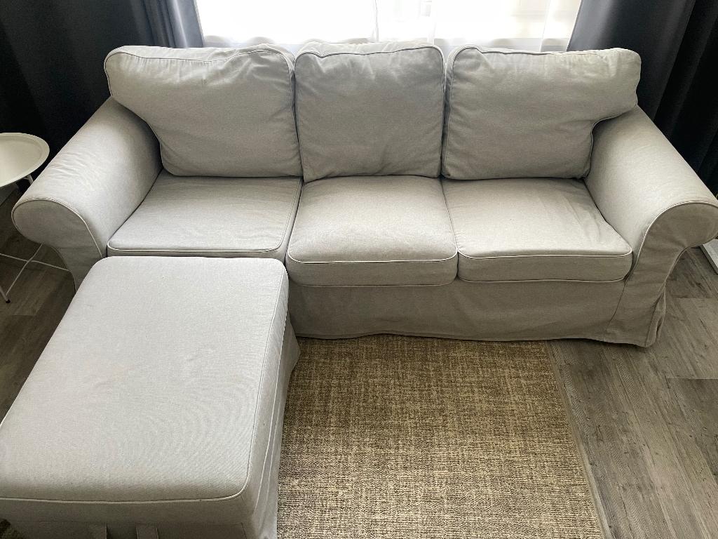 Bank met hokker, Ophalen, 150 tot 200 cm, Driepersoons, 75 tot 100 cm