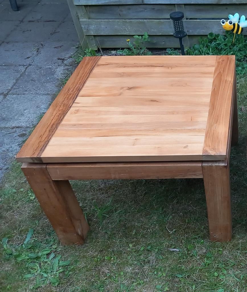 Teak houten bijzettafel (voor binnenshuis), Huis en Inrichting, Gebruikt, Vierkant, 55 tot 75 cm, Ophalen