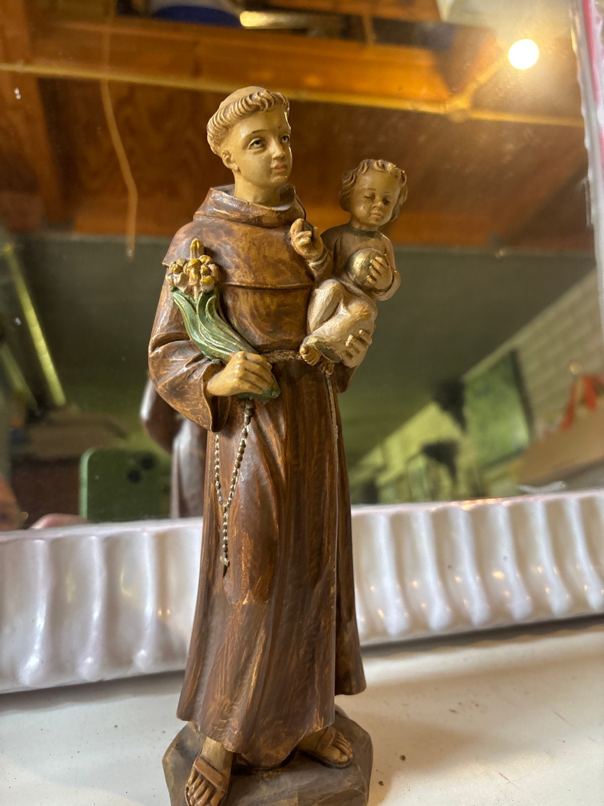 Vintage beeld Sint Antonius met kindje Jezus, 24cm, Italië, Ophalen of Verzenden
