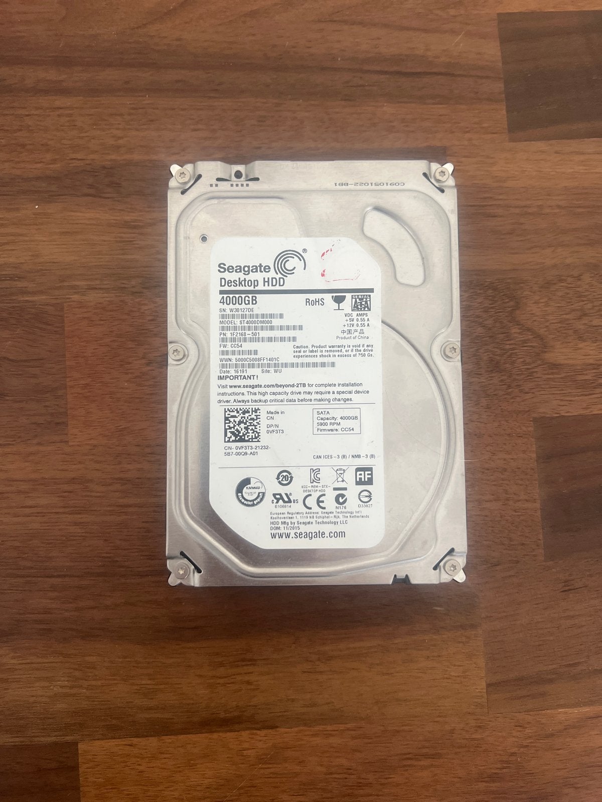 Seagate Desktop HDD 4000GB SATA Harde Schijf, Intern, Gebruikt, Ophalen of Verzenden, Desktop