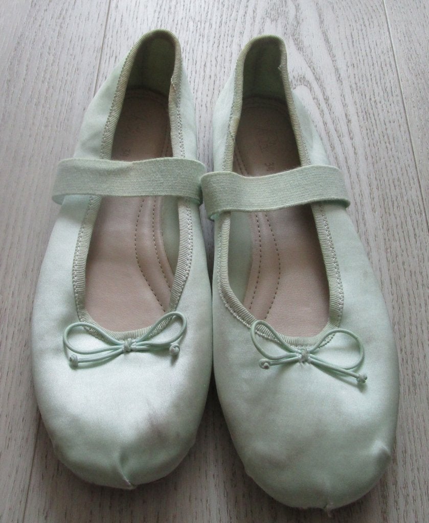Zara Satijnen Ballerina's met Strik – Mintgroen, Maat 34, Gebruikt, Meisje, Schoenen, Ophalen of Verzenden