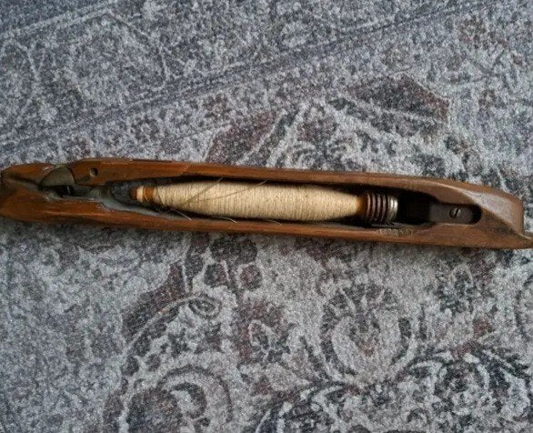 Brocante houten schietspoel met klos garen weefgetouw, Ophalen of Verzenden