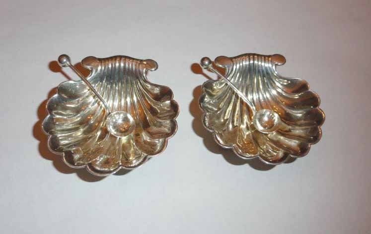 Zout schaaltjes zoutvaatjes zilver met lepeltjes Birmingham, Antiek en Kunst, Verzenden, Zilver