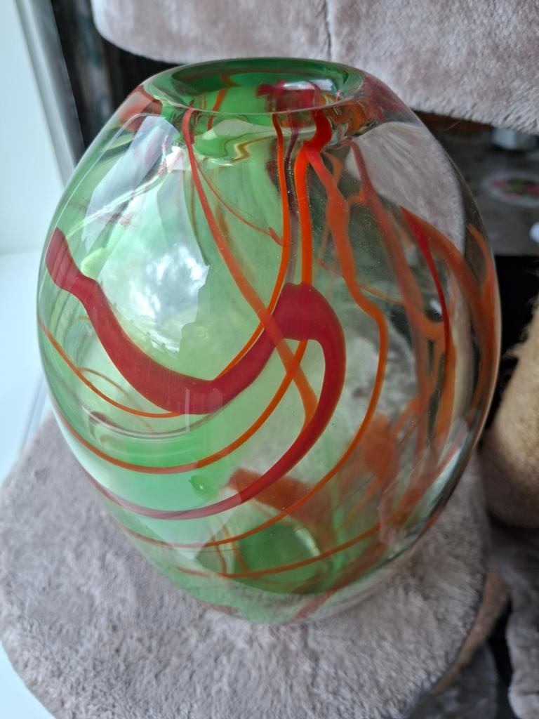 Leerdam glas vaas van marinke van zandwijk, Ophalen of Verzenden