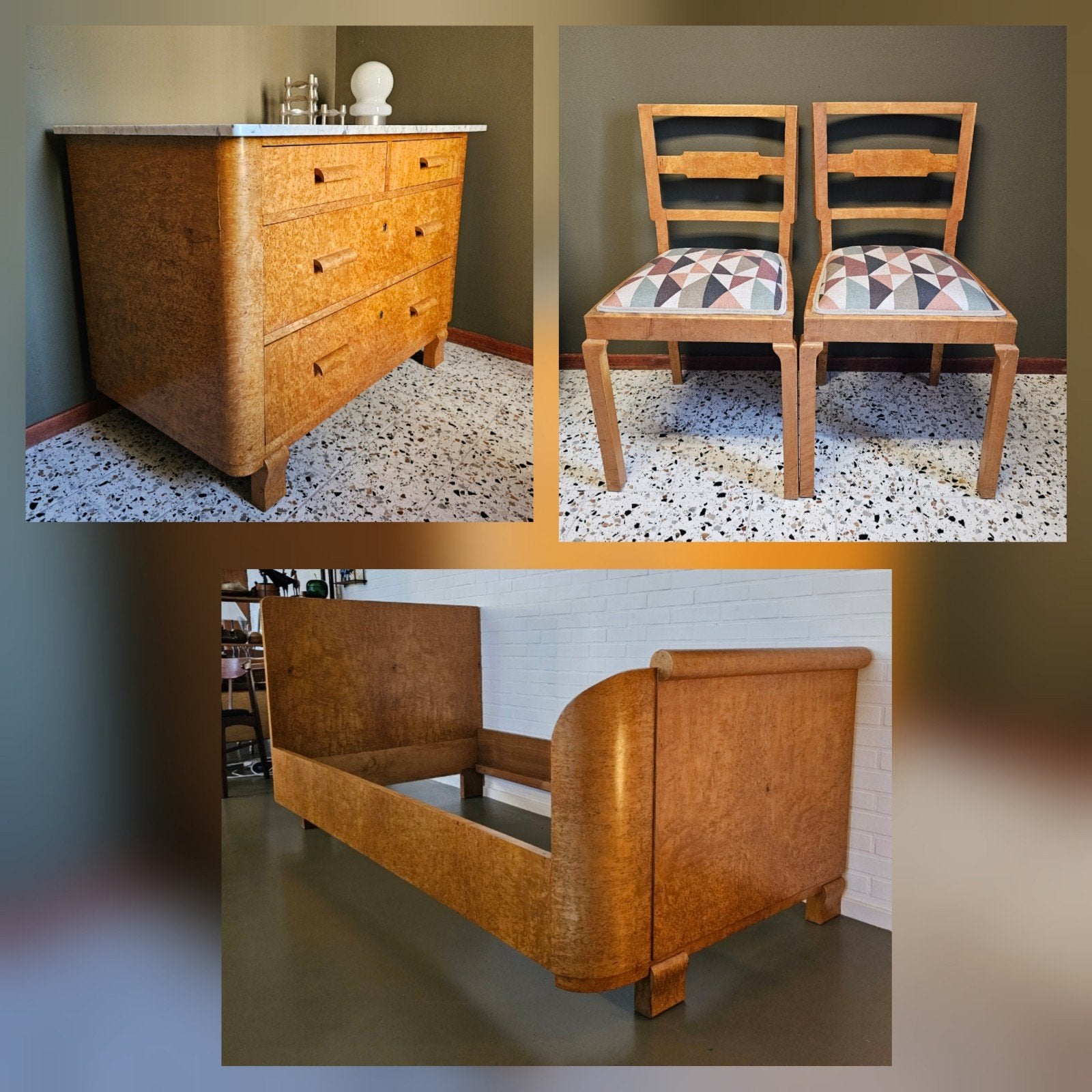 Unieke Art Deco slaapkamer - Jaren 20 / 30, Ophalen of Verzenden, Zo goed als nieuw, Twijfelaar, X