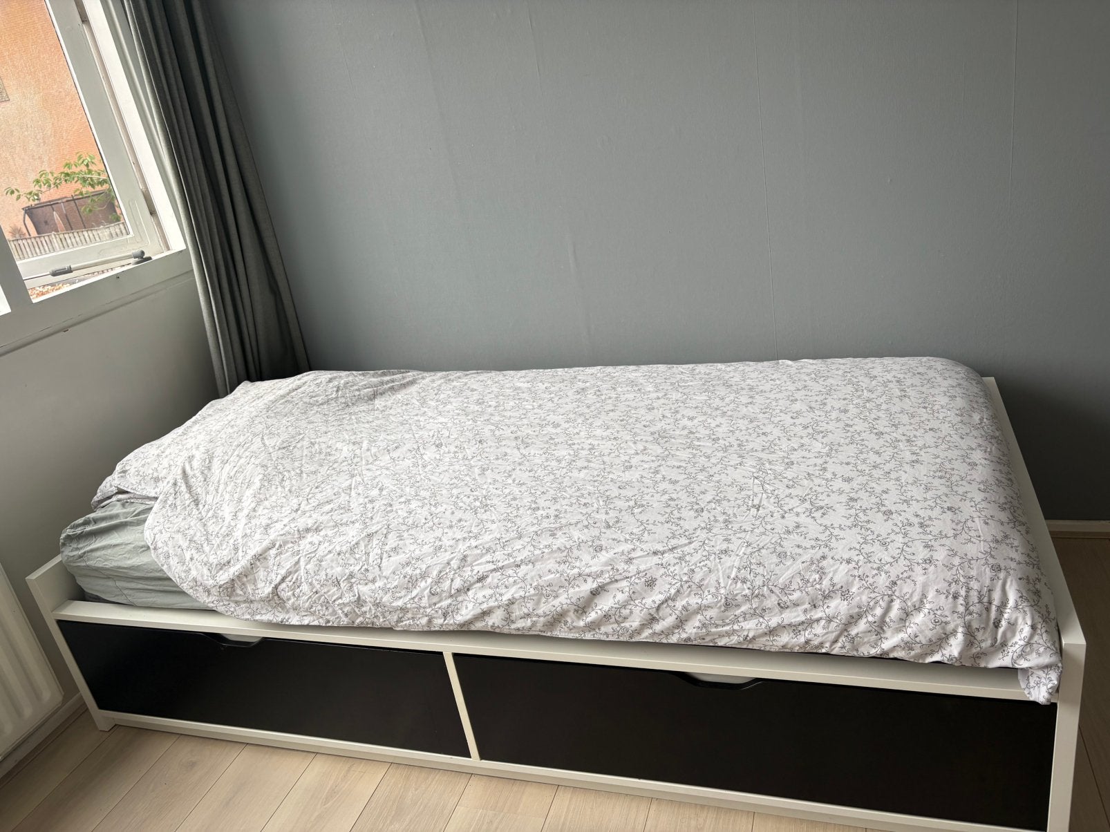 Ikea flaxa eenpersoonsbed met opberglades - Evt met matras, Ophalen, Gebruikt, 90 cm, Eenpersoons