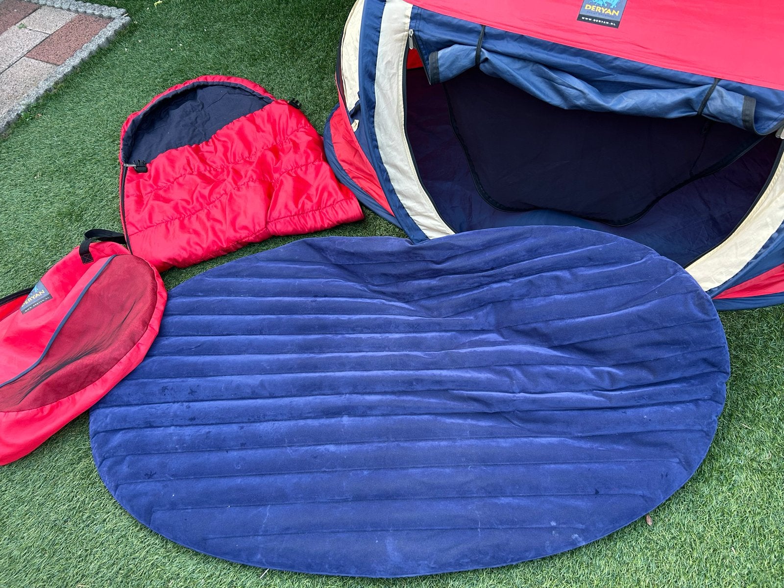 Deryan Peuter Luxe Reisbed met Slaapzak en Matras, Ophalen, Gebruikt