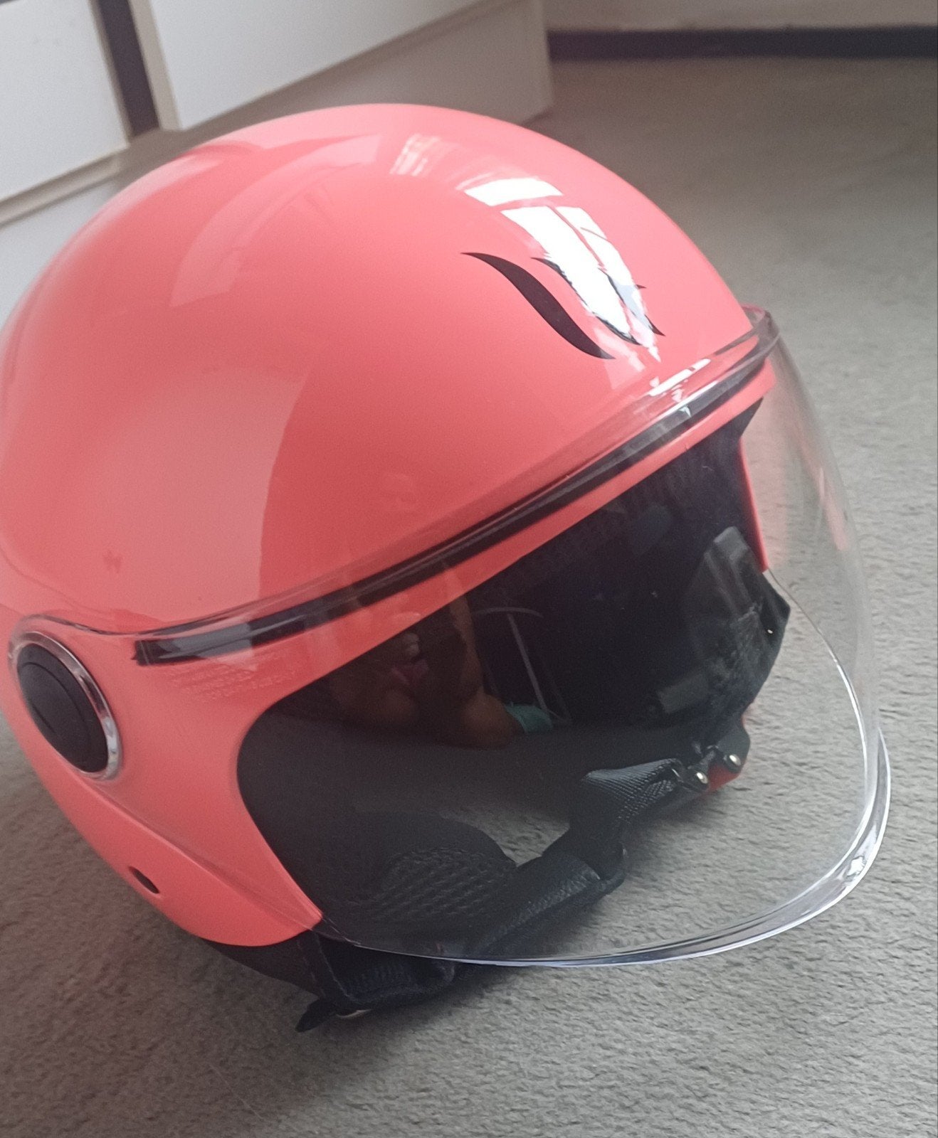 Roze motor/brommer helm - Maat S, Jethelm, S, Dames, Tweedehands