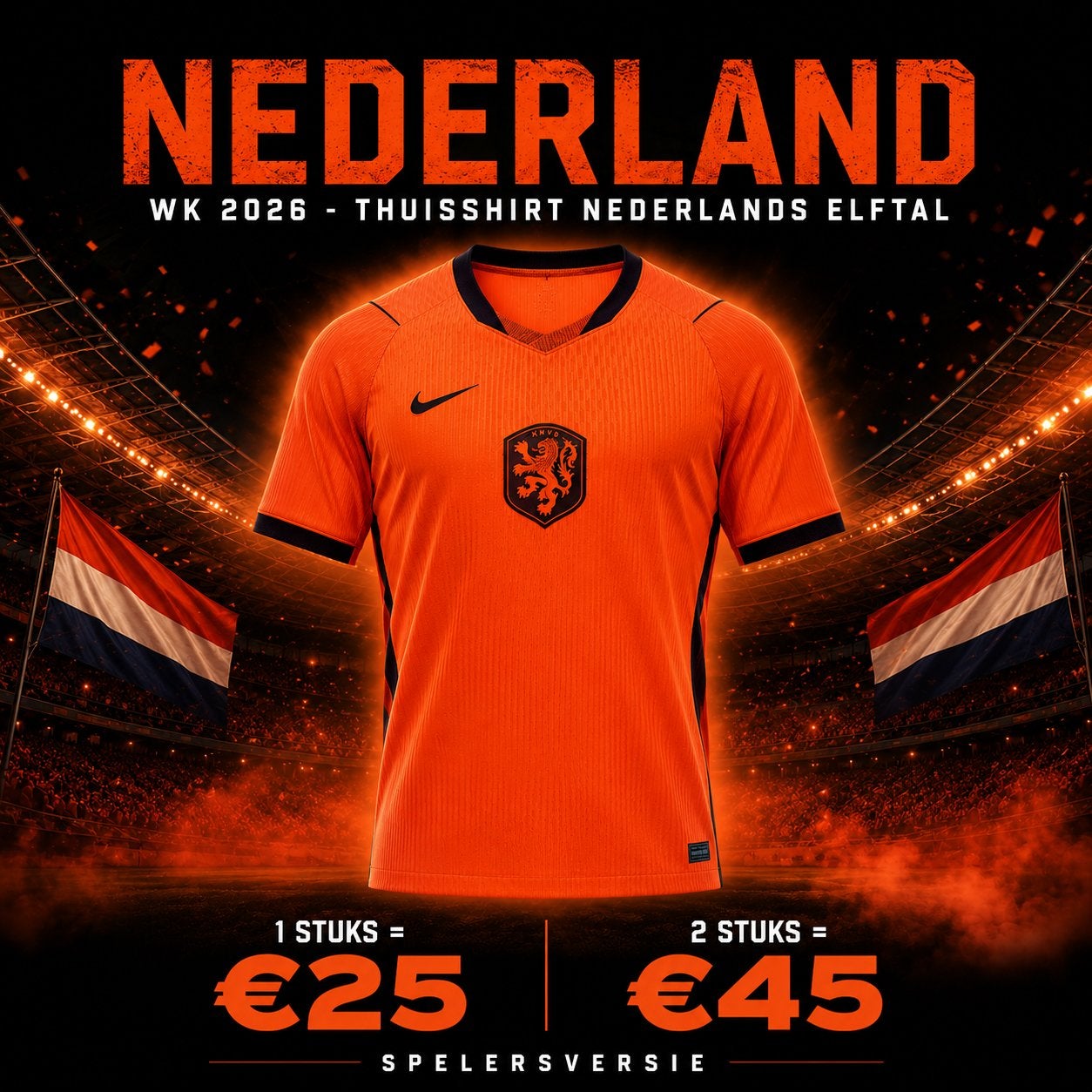 Spelersversie Nederlands Elftal shirt 2026 Vandaag verzonden, Sport en Fitness, Voetbal, Maat XL, Verzenden, Nieuw, Shirt