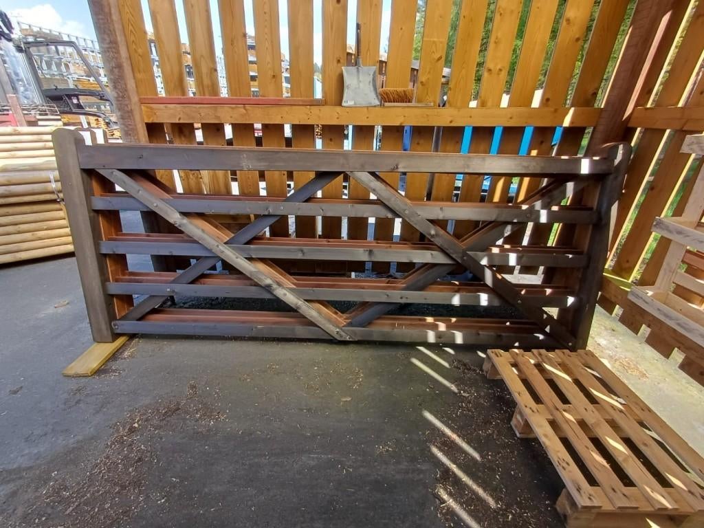 Poort Dublin 300cm zwart (Dura2) geimpregneerd nr. 686, Ophalen, Nieuw, 250 cm of meer, Palen
