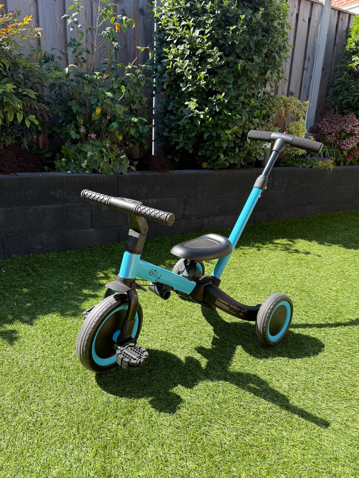 Billy 4-in-1 Loopfiets met Duwstang - Blauw, Kinderen en Baby's, Speelgoed | Buiten | Voertuigen en Loopfietsen, Ophalen, Nieuw