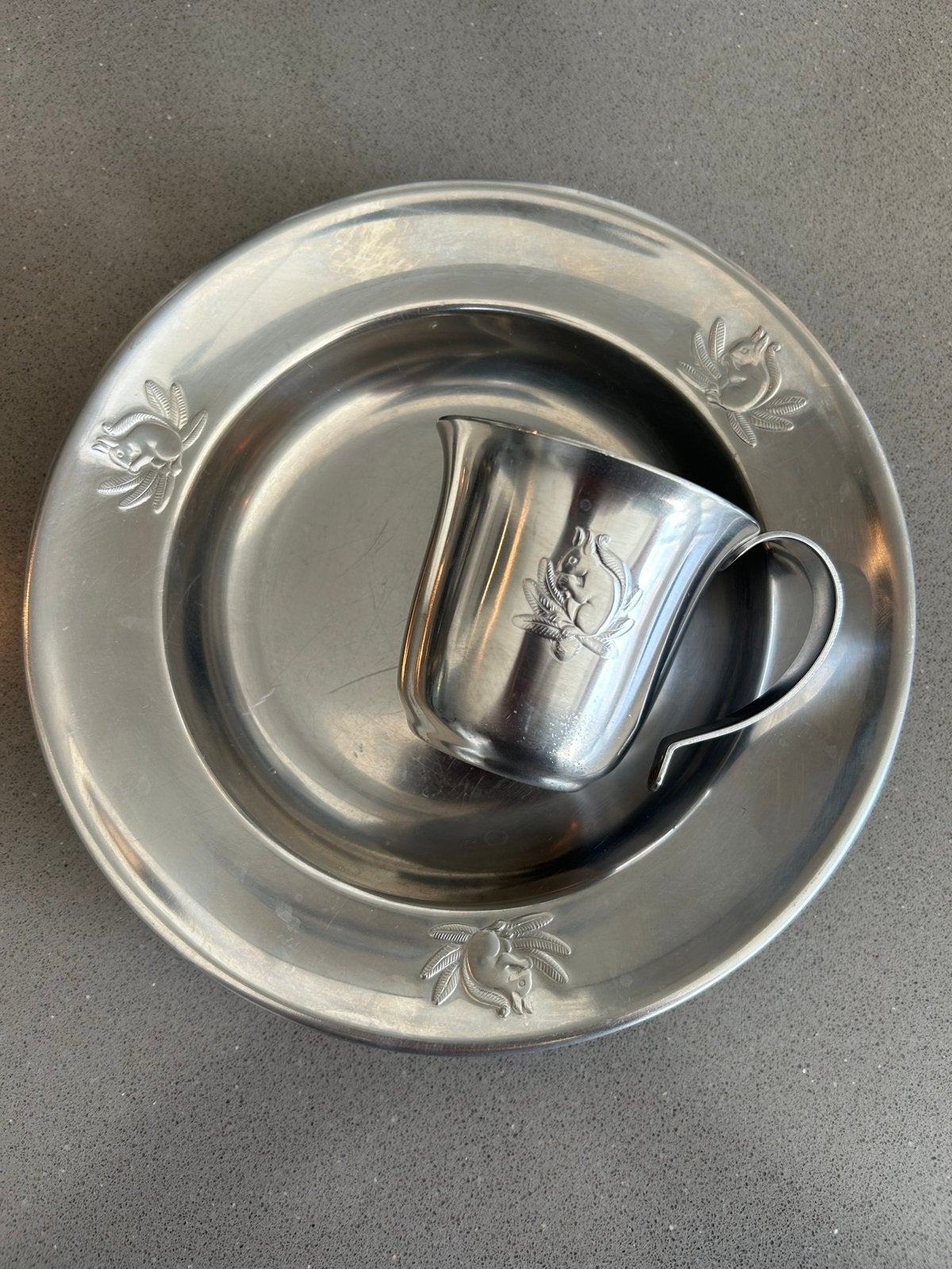 2XVintage Gero Zilmeta kinderbord en beker met eekhoorn, Ophalen of Verzenden
