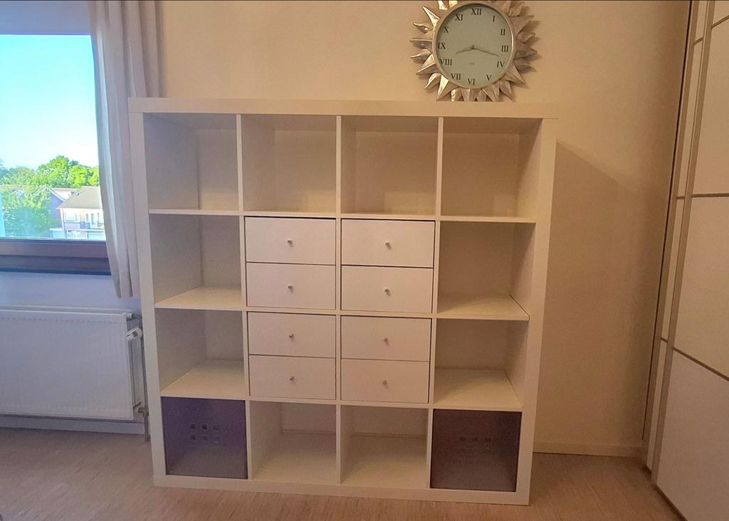 Ikea Kallax 4x4 kast met 8 lades en 2 bakken. 147 x 147 x 39, Huis en Inrichting, Ophalen of Verzenden, Gebruikt