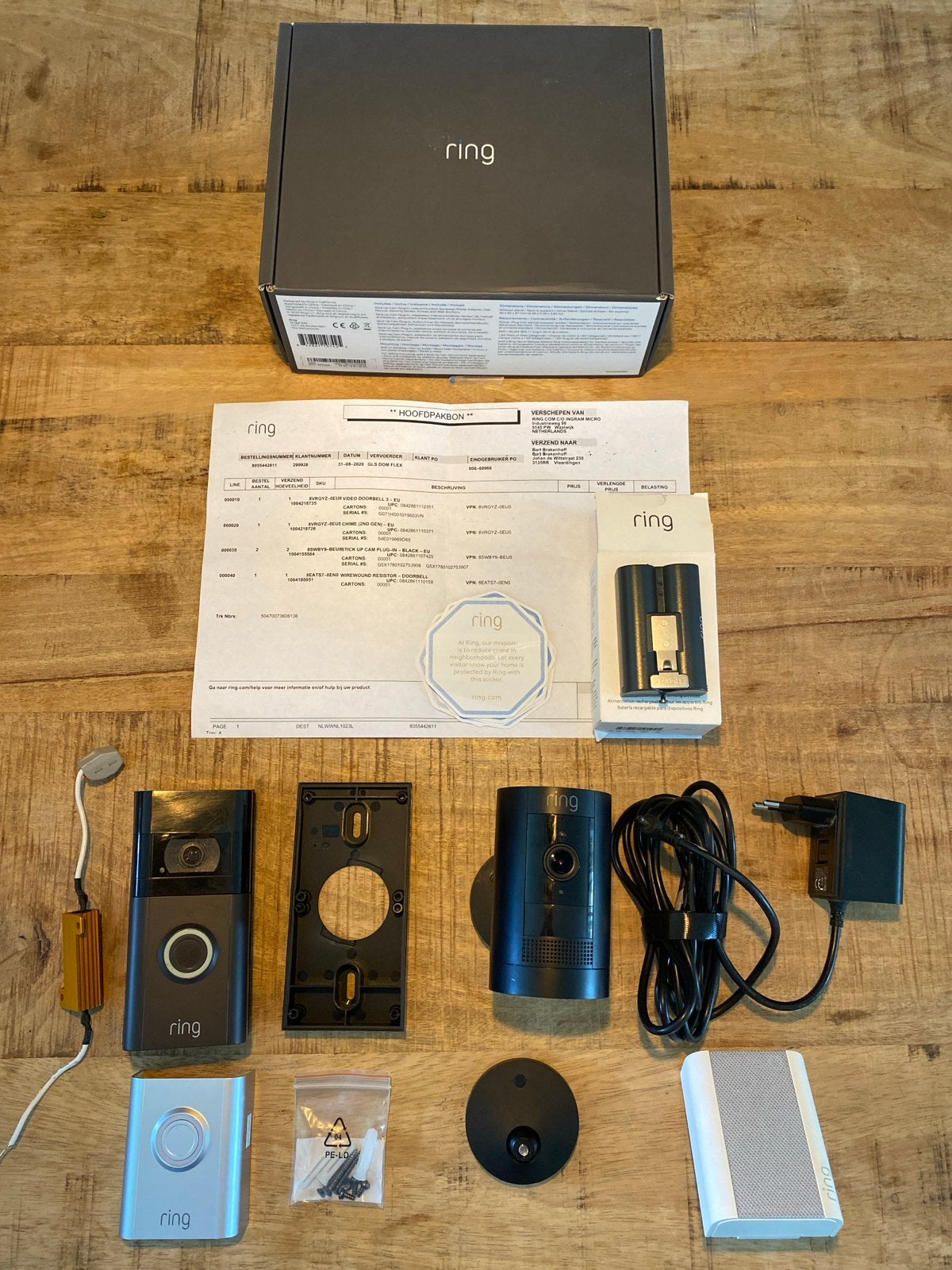 Ring Video Deurbel 3 Plus met Chime en accessoires, Doe-het-zelf en Verbouw, Alarmsystemen, Zo goed als nieuw, Compleet systeem