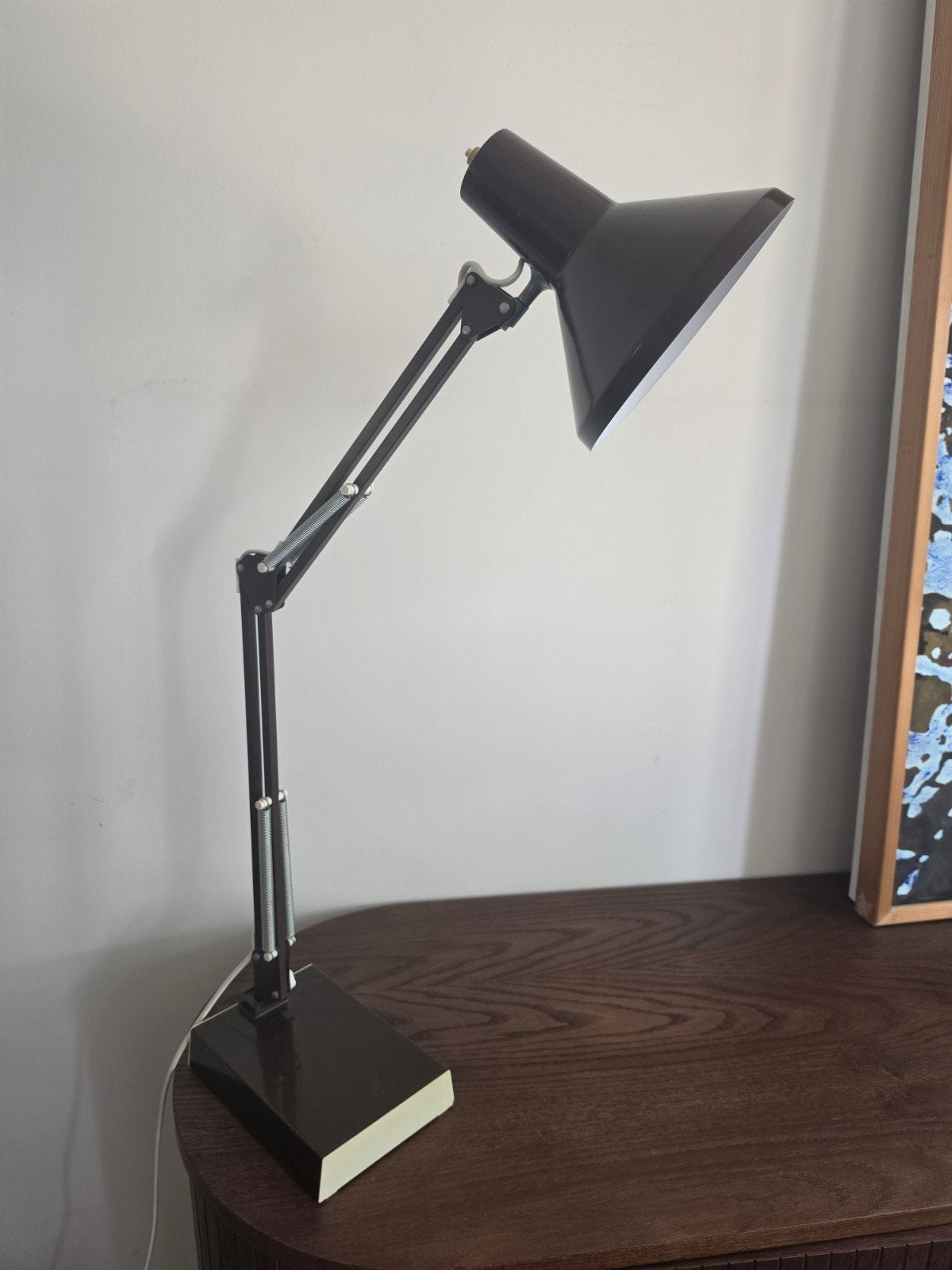 vintage architectenlamp bruin schanierarm 1960/1970, Vintage, Ophalen of Verzenden, Zo goed als nieuw, Metaal