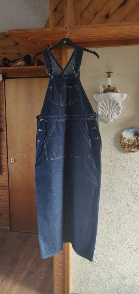 Lange denim rok spijkerrok jurk met bretels M 38/40 nieuw, Maat 38/40 (M), Blauw, Nieuw, Ophalen of Verzenden