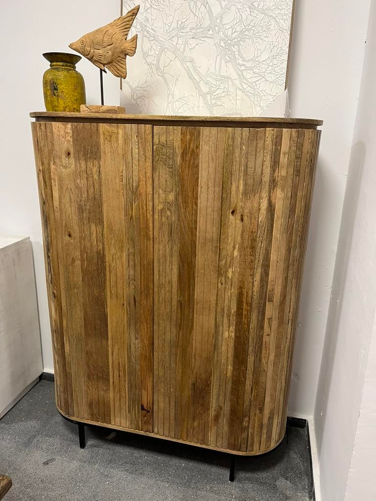 Magazijn leegverkoop opbergkast Noor mangohout ribbel retro, Nieuw, Ophalen of Verzenden, Info@wkhome.nl, Argonweg 20 Amersfoort