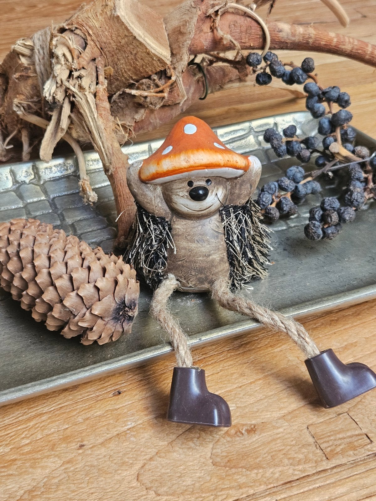 Schattige egel met paddenstoel - decoratie, Nieuw, Ophalen of Verzenden, Landelijk, Bruin