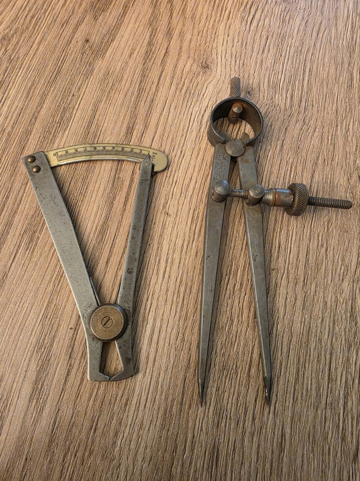 Antieke meetinstrumenten:tiendemaat  en passer, Antiek en Kunst, Ophalen of Verzenden