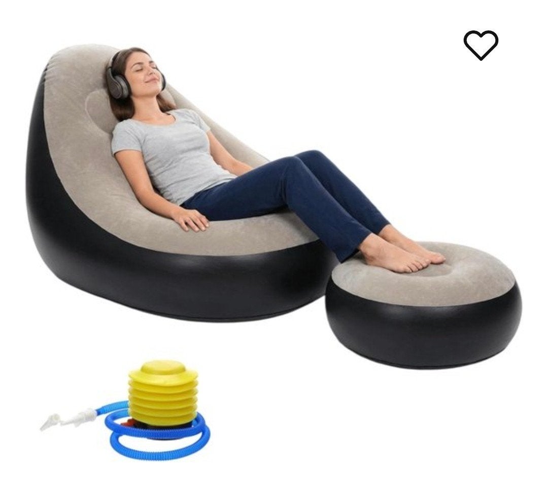 Opblaasbare lounge stoel met voetenbank Bestway, Kunststof, Nieuw, Ophalen of Verzenden, Modern, Comfortabel, Lounge