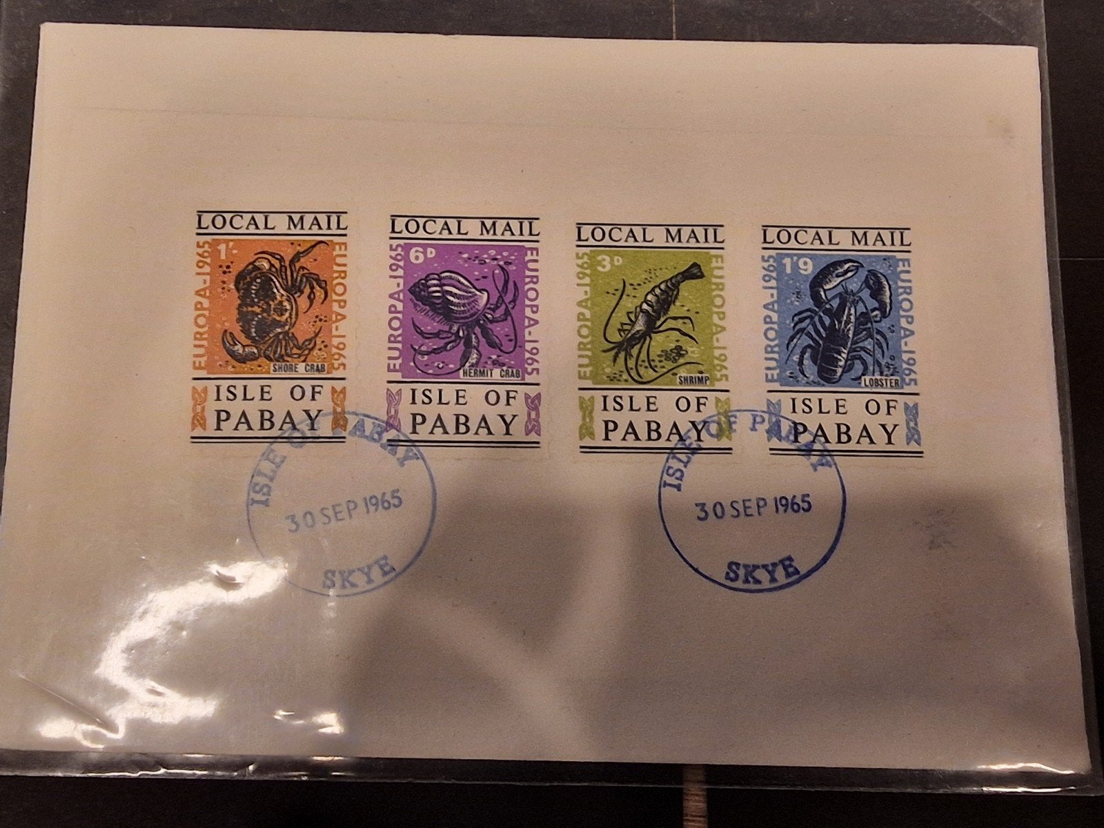 Isle of Pabay FDC 1965 Engeland Churchill Krab, Garnaal.., Postzegels en Munten, Ophalen of Verzenden, Europa