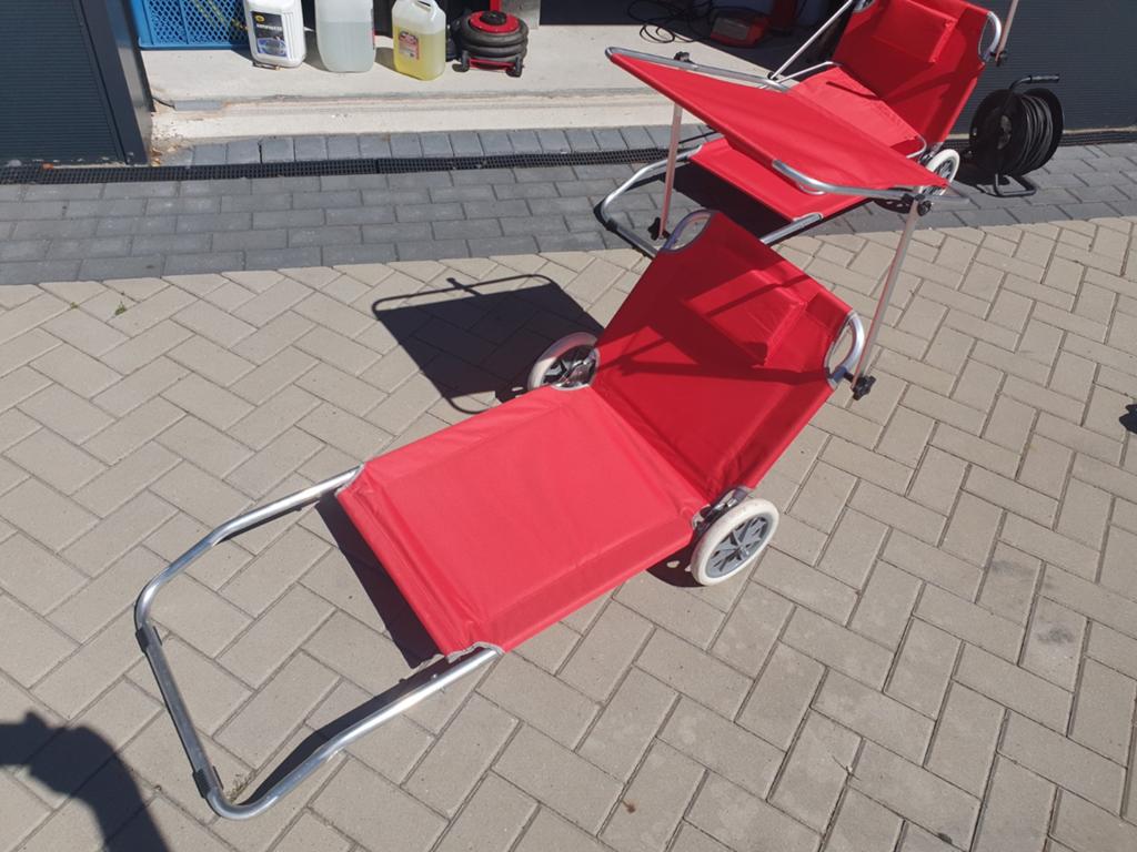 Opvouwbaar lichtgewicht ligbed 2x, Tuin en Terras, Ligbedden, Zo goed als nieuw, Aluminium, Inklapbaar, Verstelbaar, Verrijdbaar