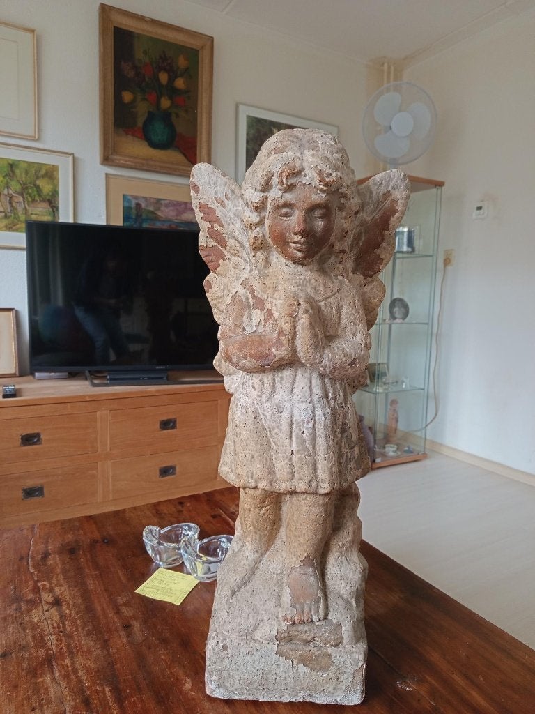 Antiek beeld van een engel: Aanschf: Kabinet Den Engelsman, Antiek en Kunst, Ophalen, Gepatineerd, 50 - 100 cm, Steen of Keramiek