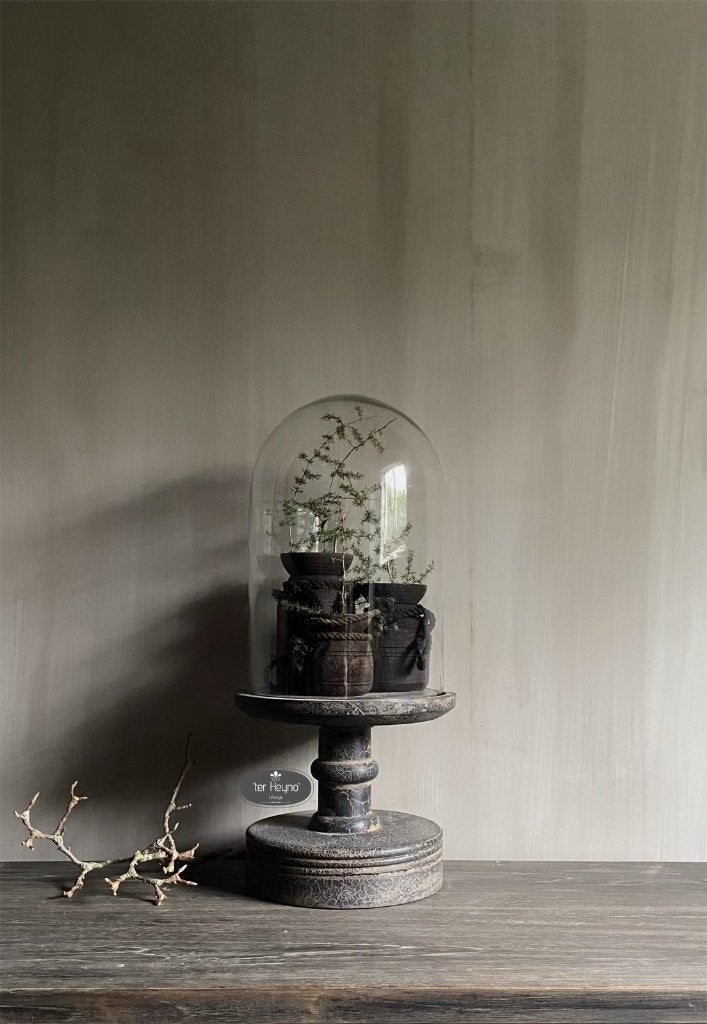 Stolp op oud houten voet L glazen hout glas stoer landelijk, Hout, Verzenden, Nieuw, Handgemaakt
