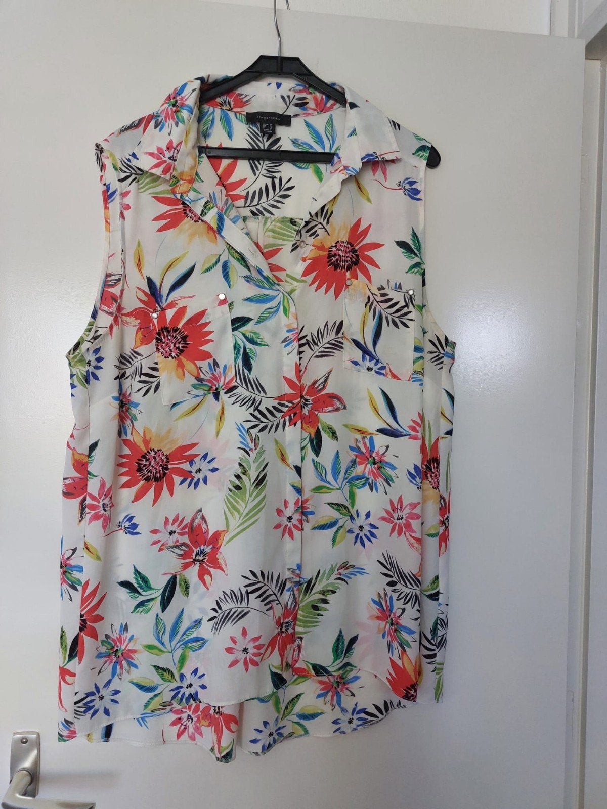 Witte blouse met bloemen maat 48/50, Ophalen of Verzenden, Zo goed als nieuw, Maat 46/48 (XL) of groter, Wit