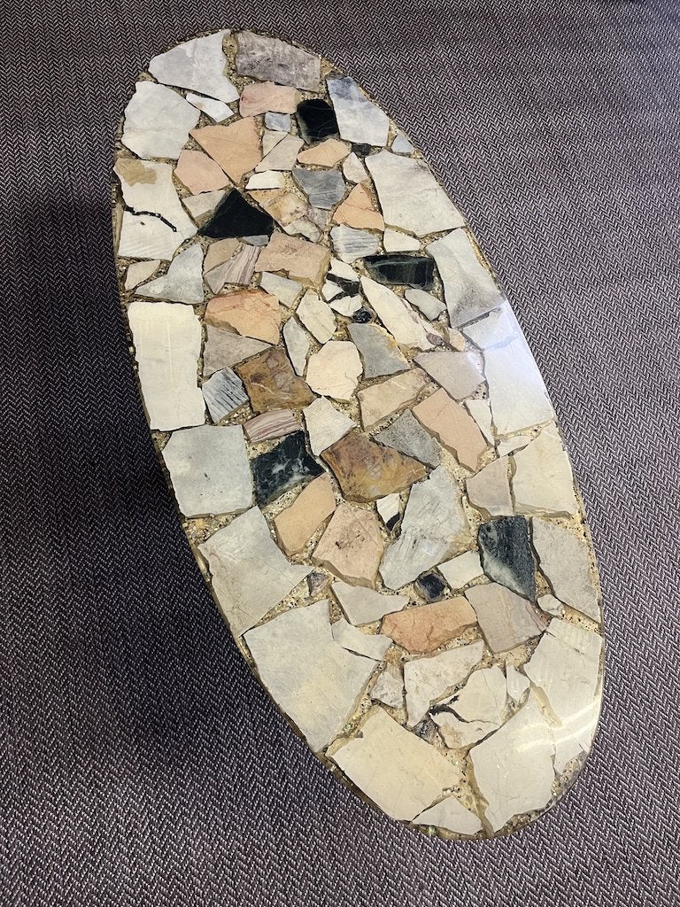 Vintage salontafel met natuursteen, Huis en Inrichting, Tafels | Salontafels, Niet ingevuld, Gebruikt, 100 tot 150 cm, Niet ingevuld