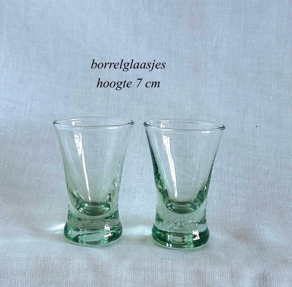 2x Shotjesglas 7h transparant groen Borrelglas Glas, Ophalen
