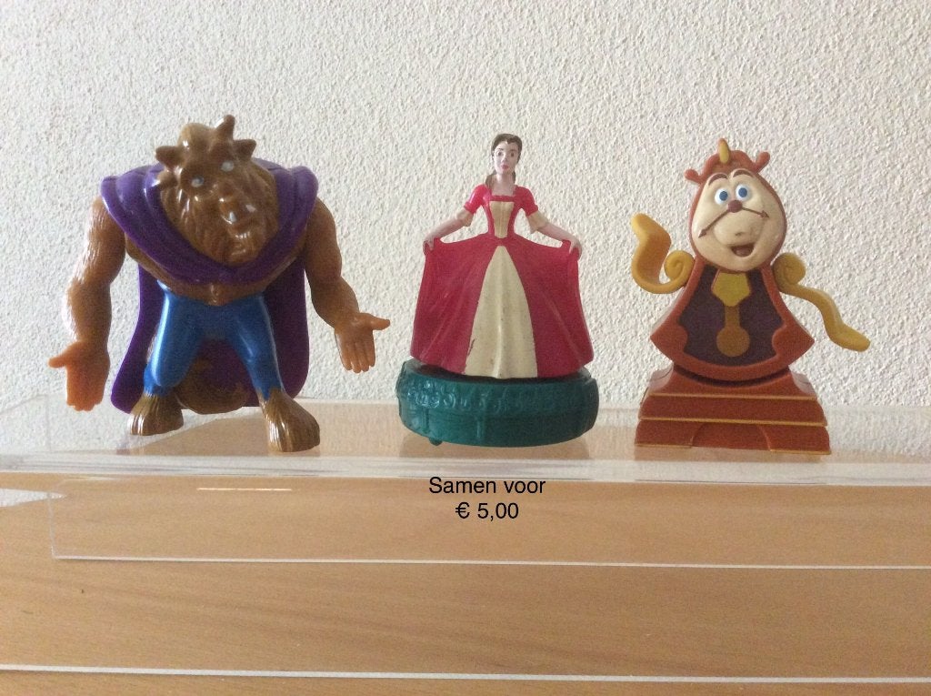 Disney Belle en het Beest 3x figuurtjes, Verzamelen, Disney, Ophalen of Verzenden, Assepoester of Belle, Zo goed als nieuw, Beeldje of Figuurtje