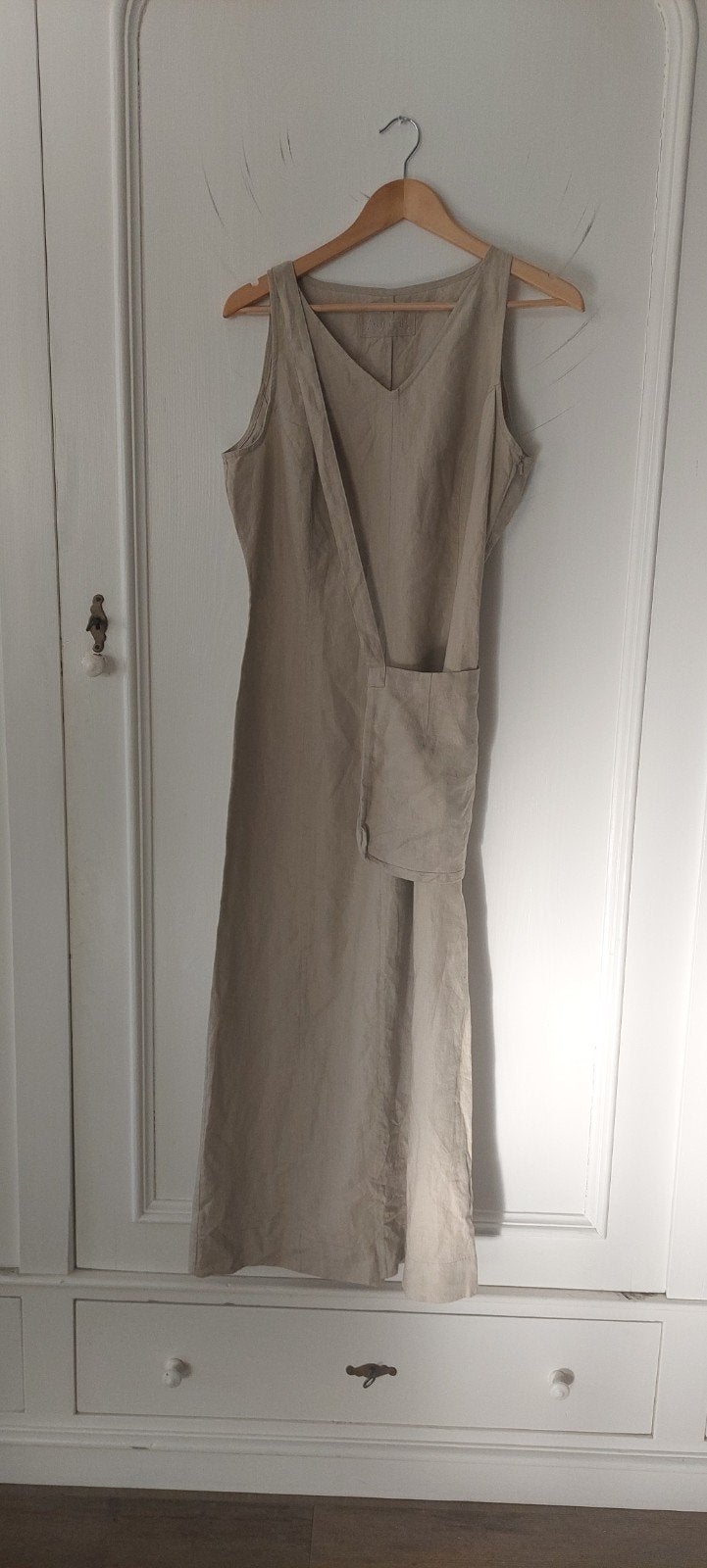 100% linnen beige zomerjurk Just B, maat 38, Maat 38/40 (M), Beige, Ophalen of Verzenden, Zo goed als nieuw