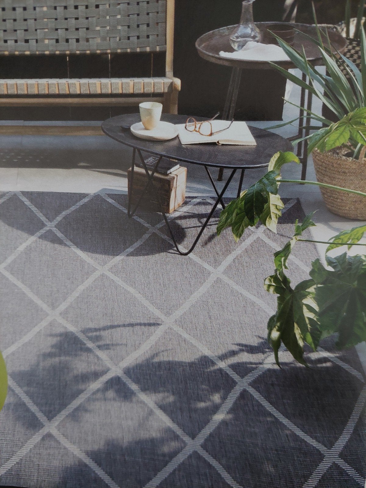 VT Wonen Buitenkleed Grijs/Wit 160x200cm, Huis en Inrichting, Stoffering | Tapijten en Kleden, Gebruikt, 150 tot 200 cm, 150 tot 200 cm