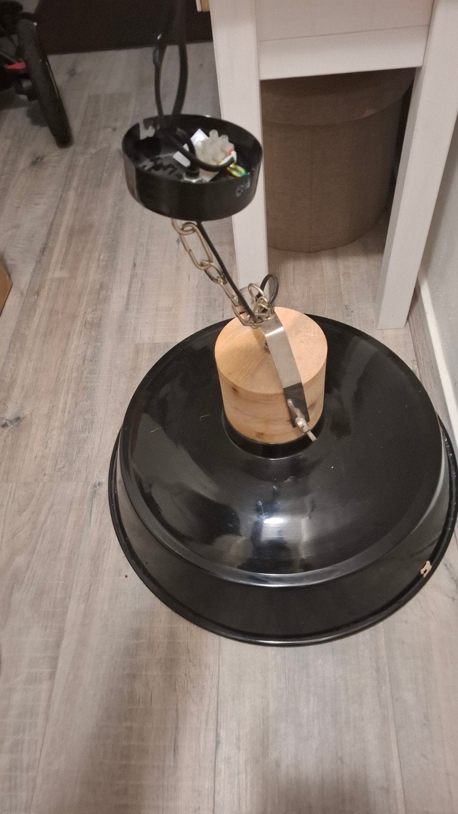 Zware industriële hanglamp - Gratis af te halen, Huis en Inrichting, Ophalen, Gebruikt, Hout, Industrieel