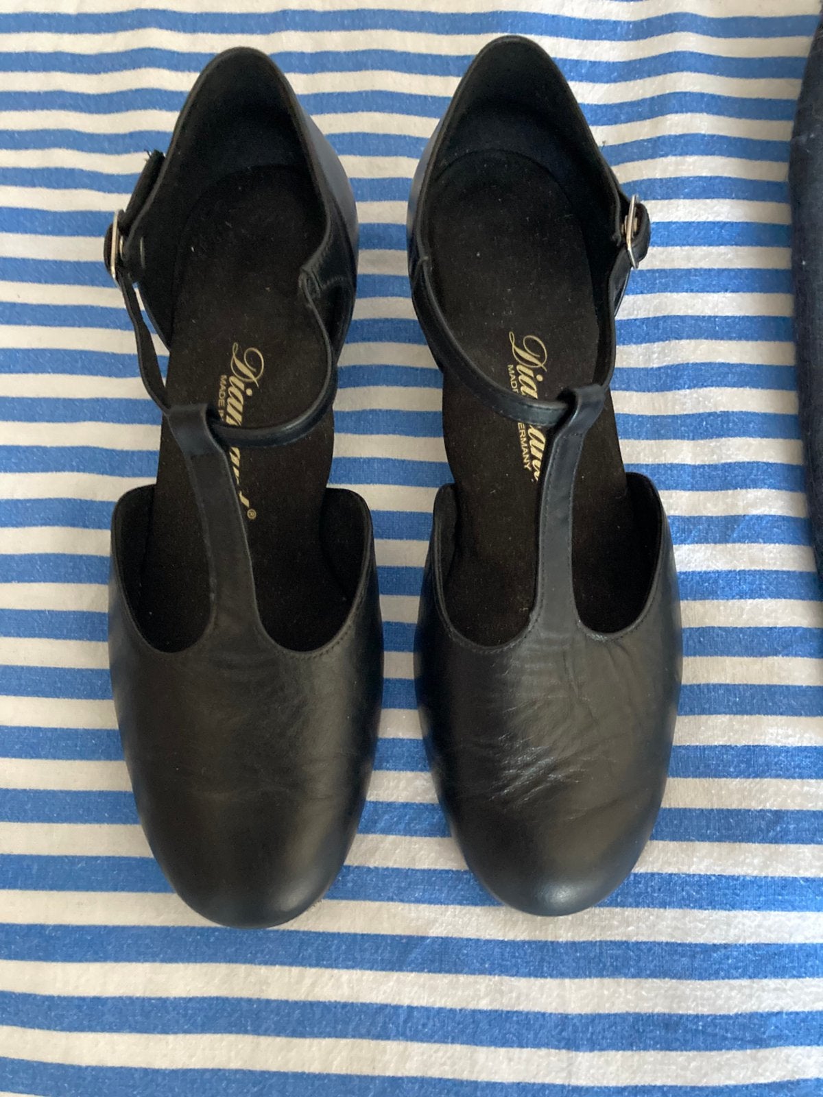 Zwarte leren danschoenen maat 38 diamant, Zwart, Dansschoenen, Ophalen of Verzenden, Zo goed als nieuw