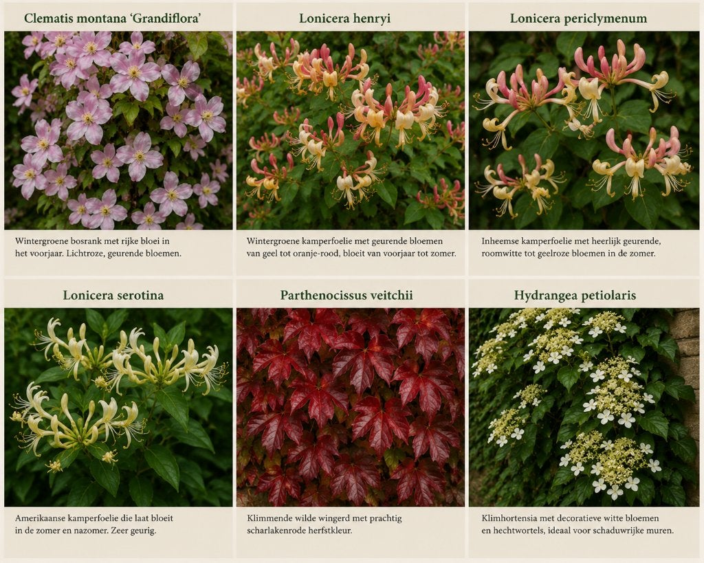 Klimplanten Pakket Schaduw: 35 bloeiende  soorten, Vaste plant, Ophalen of Verzenden, Halfschaduw, Klimplanten