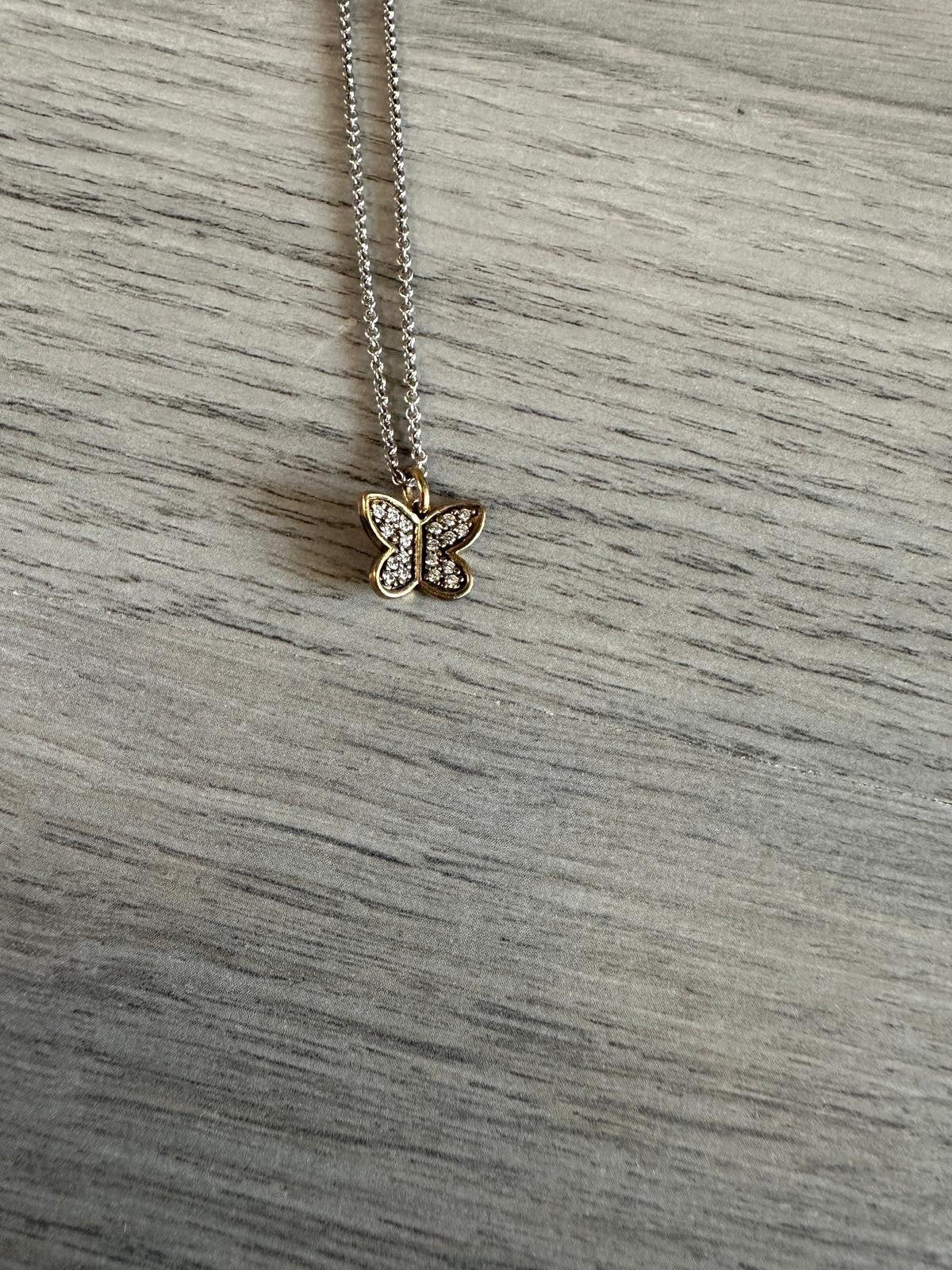 Esprit 925 Zilveren Ketting met Vlinder Hanger met rand goud, Sieraden, Tassen en Uiterlijk, Kettingen, Ophalen of Verzenden, Zo goed als nieuw
