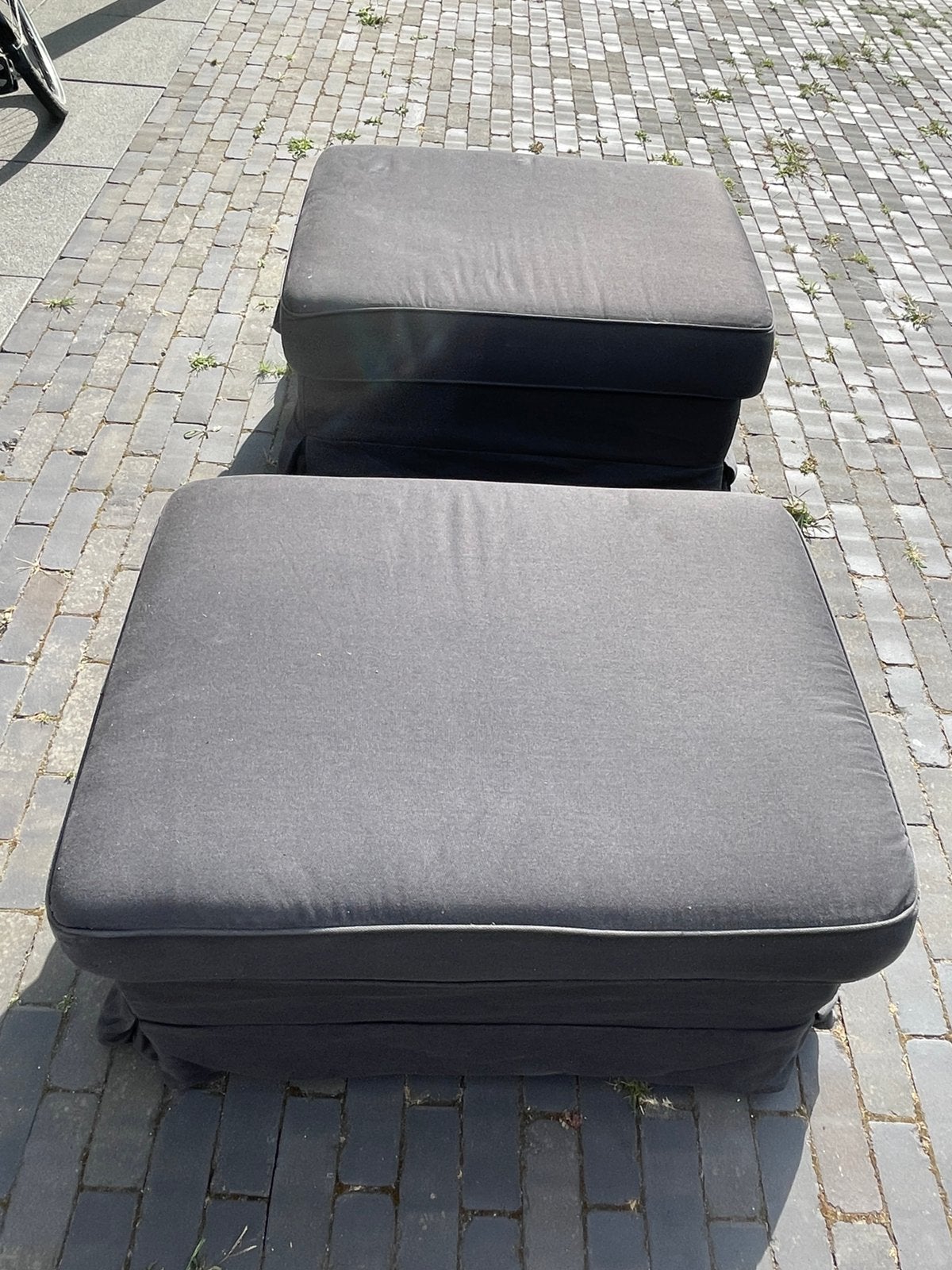 2 IKEA EKTORP BROMMA hockers met opbergruimte – zwart, Tuin en Terras, Ophalen, Zo goed als nieuw, Hout