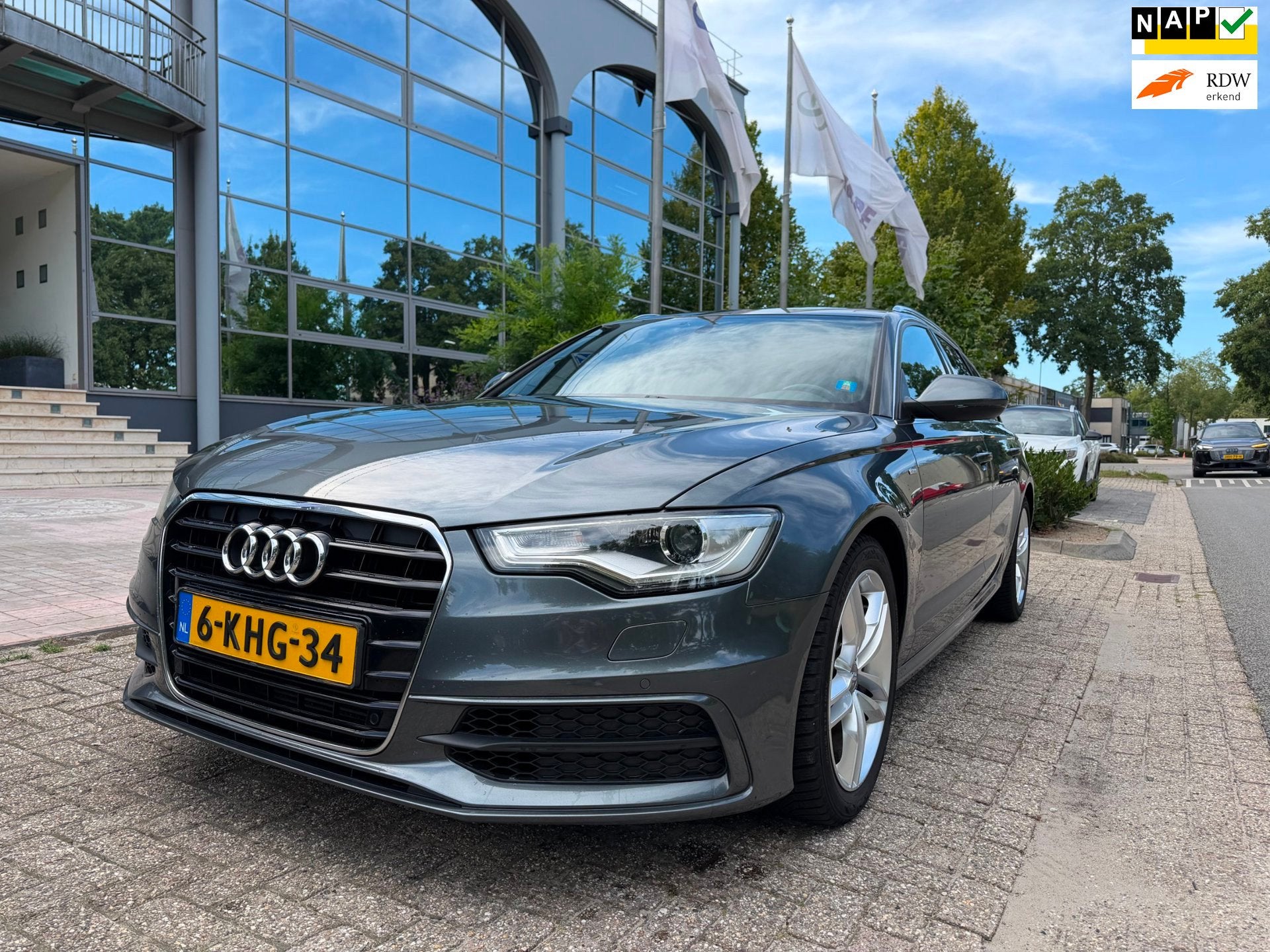 Audi A6 Avant 2.0 TFSI Pro Line S aut /panoramadak/half lede, Auto's, 15 km/l, Gebruikt, Zwart, 4 cilinders