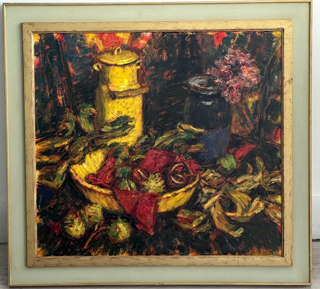 Olieverf Stilleven Rob Verbunt, Doek, Stilleven, Impressionistisch, Ophalen of Verzenden
