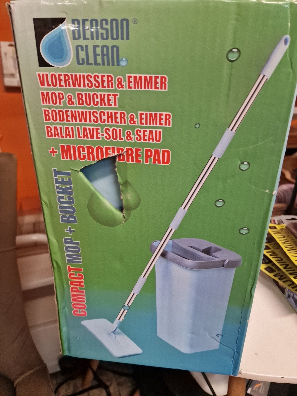 Benson Clean Compact Mop + Bucket met uniek filtersysteem, Ophalen, Mop of Dweil