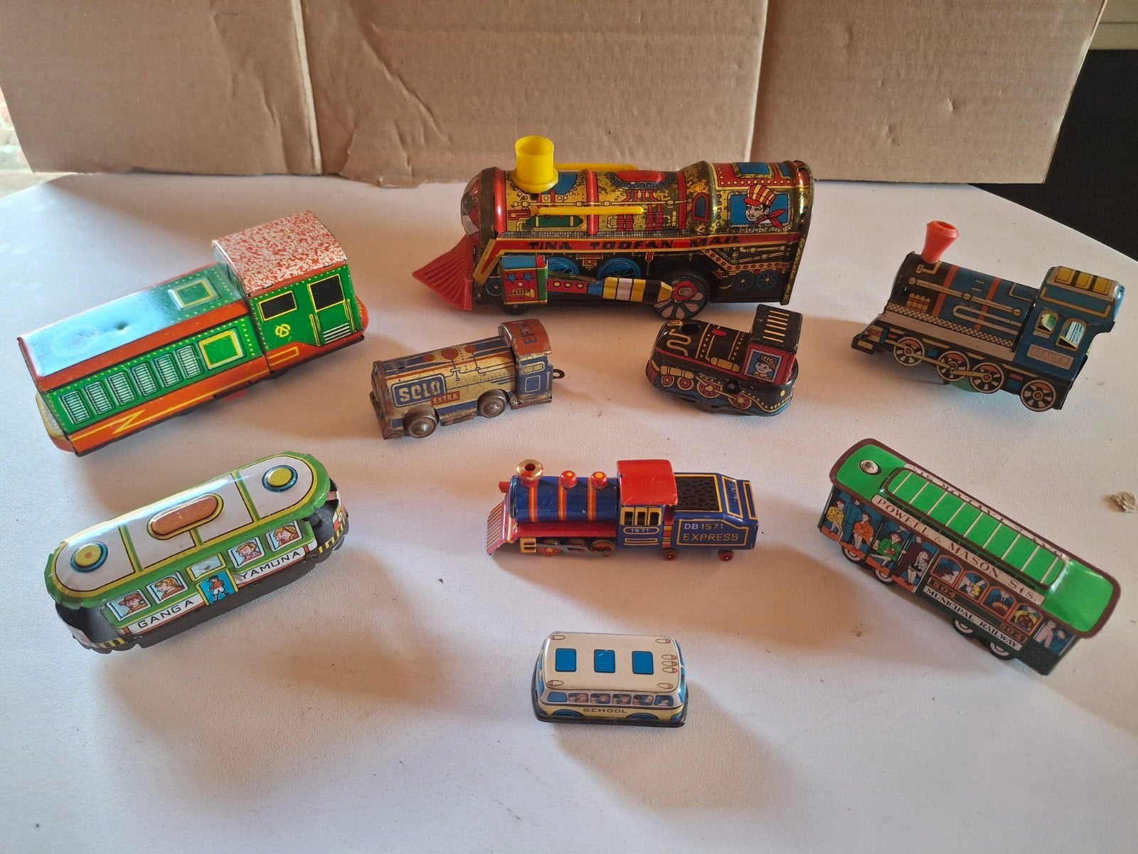 kavel vintage blikken speelgoed, treinen en bussen, Ophalen of Verzenden