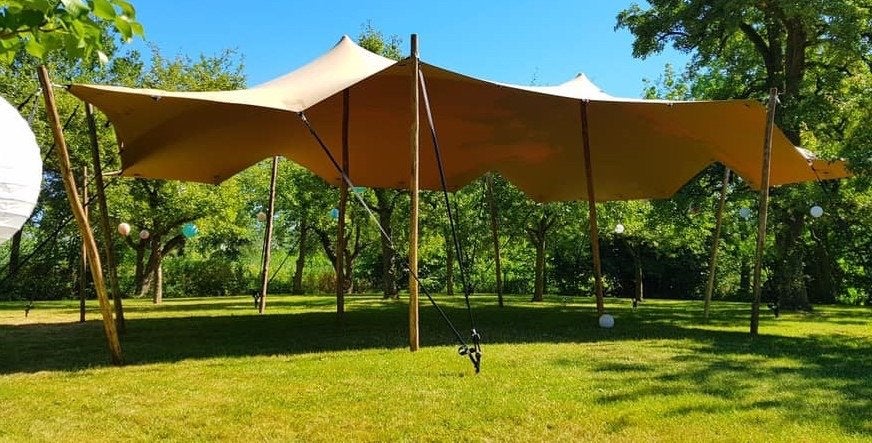 OUTLET DEAL! Stretchtent PRO 3,6 X 3,6 - Sand/Wit, Ophalen, ., Minder dan 4 meter, Nieuw
