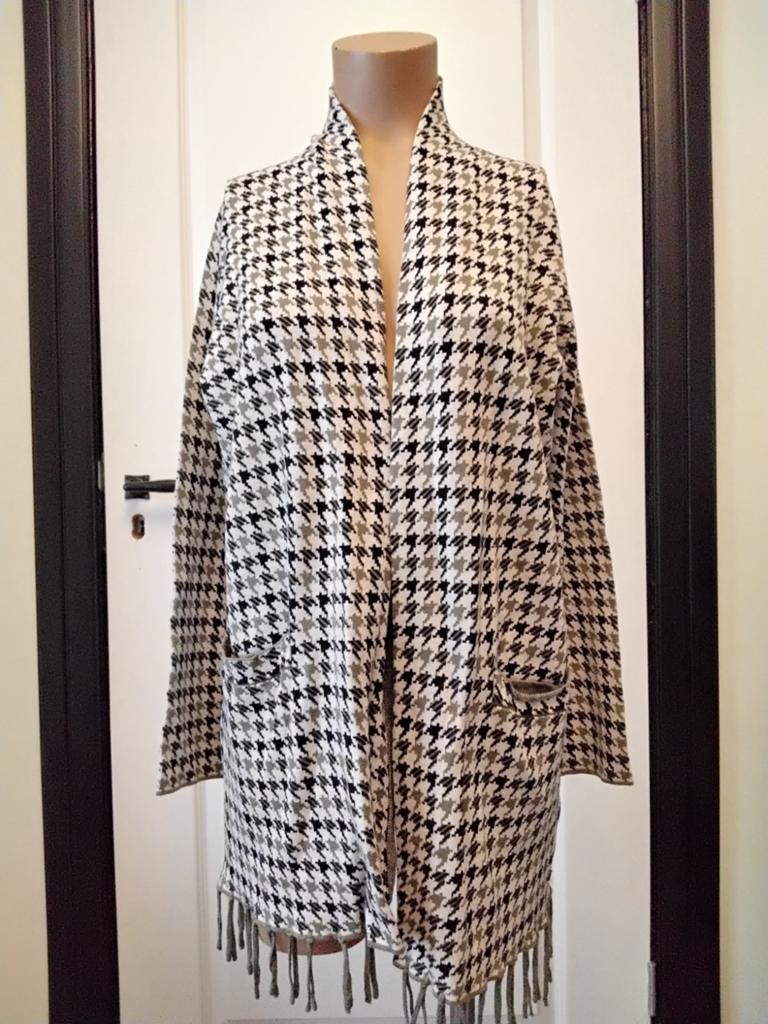 Olsen vest met pied-de-poule print en franjes, maat S, nieuw, Olsen, Nieuw, Ophalen of Verzenden, Maat 36 (S)