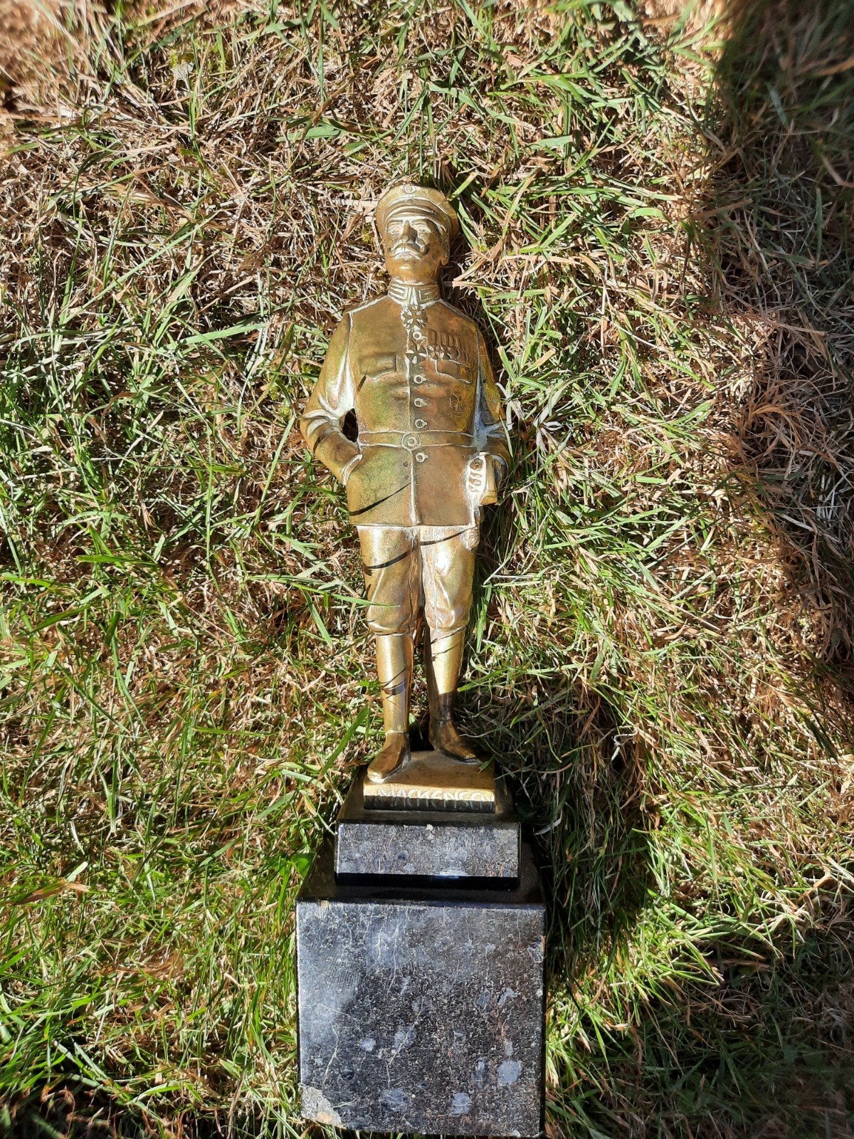 Bronzen beeld van mackenzie, Antiek en Kunst, Ophalen, Brons, 20 - 50 cm, Op sokkel