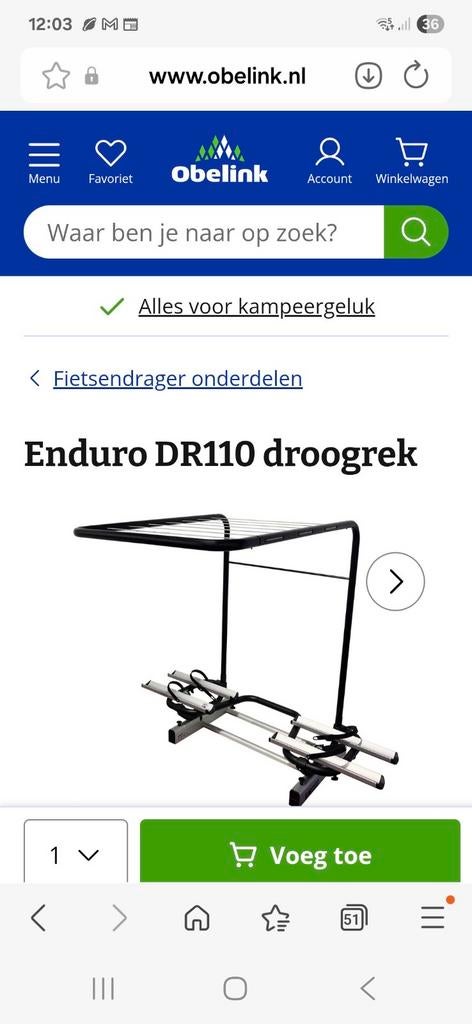 Camping droogrek, Ophalen