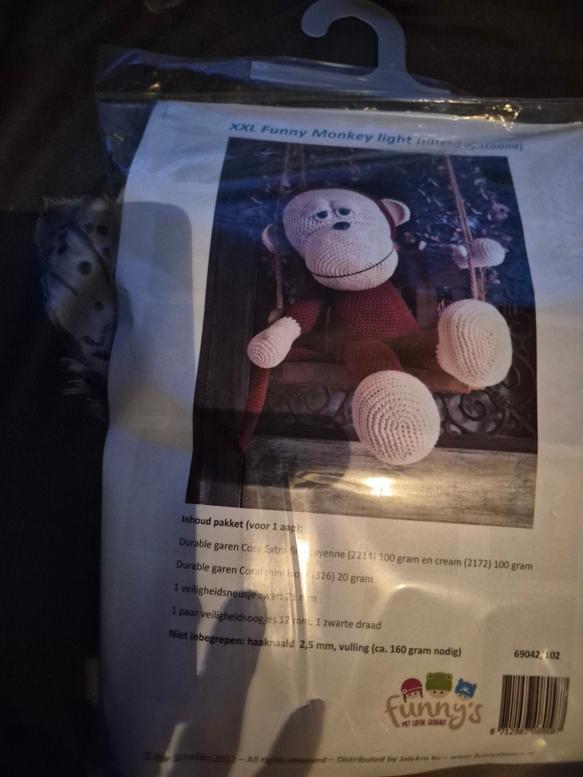 Xxl funny monkey haakpakketqvaste prijs€17,50, Hobby en Vrije tijd, Breien en Haken, Verzenden, Haken, Wol of Garen